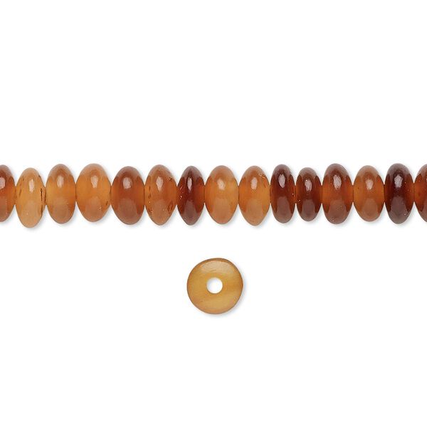 Bead, horn (dyed / waxed), golden, 6x3mm hand-cut saucer. Sold per 15-1/2" to 16" strand. image number 0