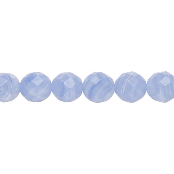 Bead, blue lace "agate" (resin) (imitation), blue and white, 8mm faceted round. Sold per 15-1/2" to 16" strand. image number 0