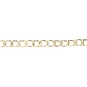 Chain 1pkg1 gold-plated curb, 3.5mm, brass 5 foot unfinished