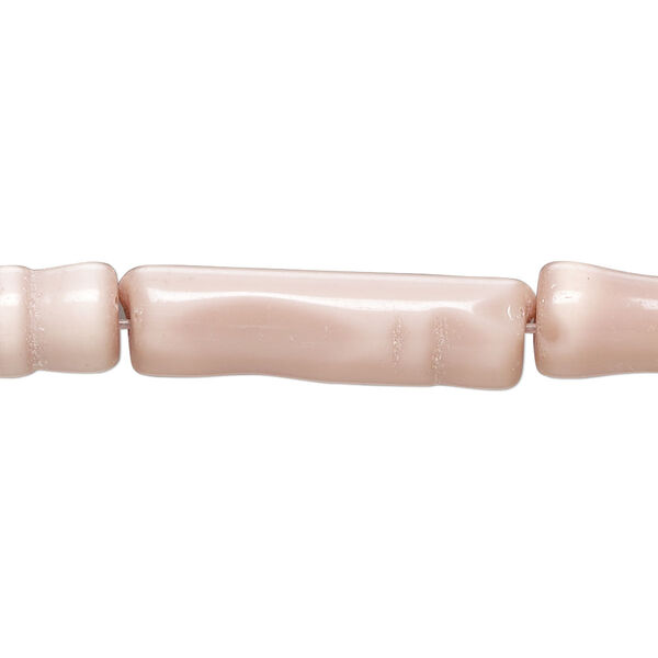 Bead, cat's eye glass (fiber optic glass), pale pink, 25x6mm-28x8mm bamboo. Sold per 14-inch strand, approximately 15 beads. image number 0