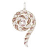 Focal, lampworked glass 1pkg1, translucent and transparent light purple / white / clear with copper-colored glitter, 3x1.5 inch swirl. image number 0