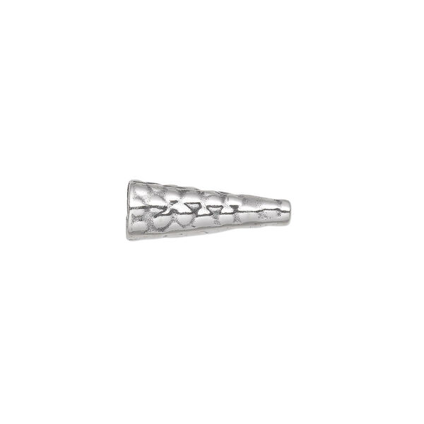 Cone, sterling silver, 17x6mm textured, 5mm inside diameter. Sold individually. image number 0