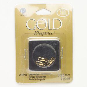 Clasp lobster claw 1pkg3 gold-plated, 9x3mm oval, lacquer copper / steel 1-strand