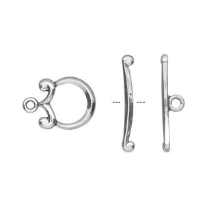 Clasp toggle 1pkg1 sterling silver, 12x11mm round, antiqued JBB Findings 1-strand