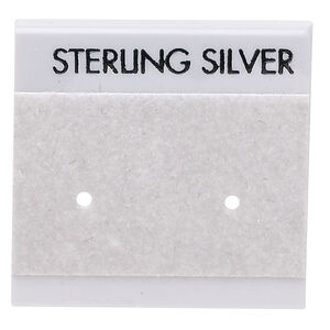 Earring card, flocked plastic, grey, 1x1-inch square with "STERLING SILVER." Sold per pkg of 100.