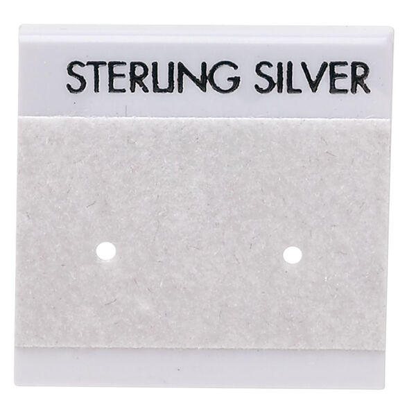Earring card, flocked plastic, grey, 1x1-inch square with "STERLING SILVER." Sold per pkg of 100. image number 0