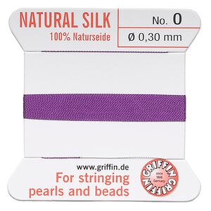 Thread, Griffin, silk, amethyst purple, size #0. Sold per 2-meter card (approximately 78 inches).