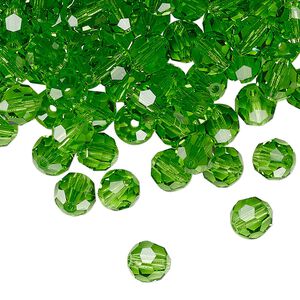 Bead 288pk peridot, Preciosa Czech crystal 6mm round