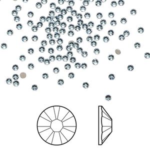 Flat back 144pk aquamarine foil back, Crystal Passions® 1.7-1.9mm rose round SS5 2058