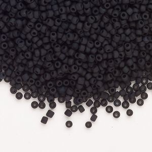 Seed bead, Dyna-Mites™, glass, pkg/1/2kg, #11 round, opaque matte black, (748MA 11/0 RR).
