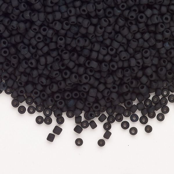 Seed bead, Dyna-Mites™, glass, pkg/1/2kg, #11 round, opaque matte black, (748MA 11/0 RR). image number 0