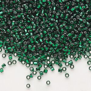Seed bead, Dyna-Mites™, glass, pkg/1/2kg, #11 round, transparent silver-lined dark green, (83:SR 11/0 SR).