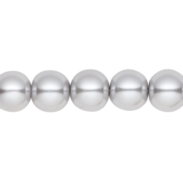 Bead, crystal pearl, silver, 10mm round. Sold per pkg of (2) 15-1/2" to 16" strands, approximately 80 beads. image number 0