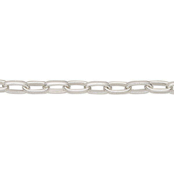 Chain, silver-plated steel, 4mm paperclip. Sold per pkg of 50 feet. image number 0