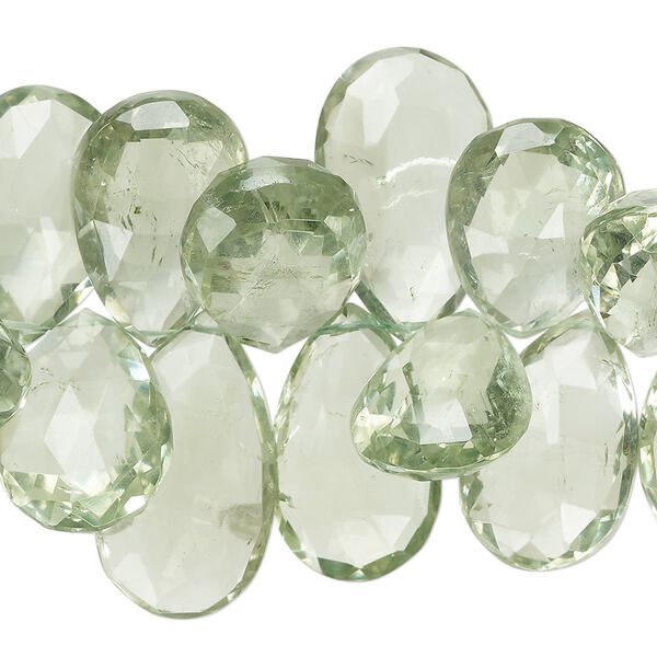 Green quartz 1pkg1, hand-cut top-drilled faceted puffed teardrop bead 7 inch 17x11mm-24x17mm image number 0