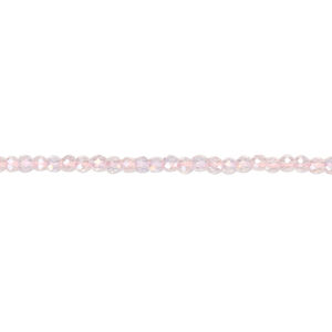 Glass 1pkg1, faceted round bead 14 inch transparent pink AB 2mm