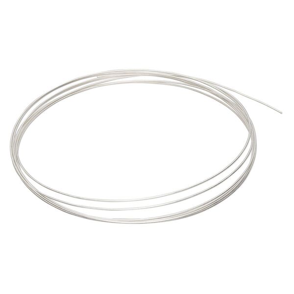 Wire, Argentium® silver, half-hard, round, 24 gauge. Sold per pkg of 5 feet. image number 0