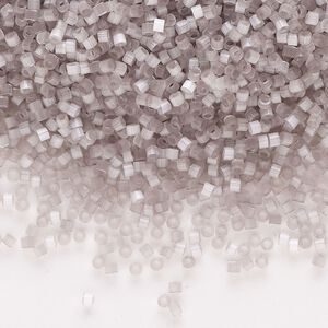 Seed bead, Delica®, glass, pkg/7.5g, #11 round, opaque silk glass enamel grey (DB-0827-1).