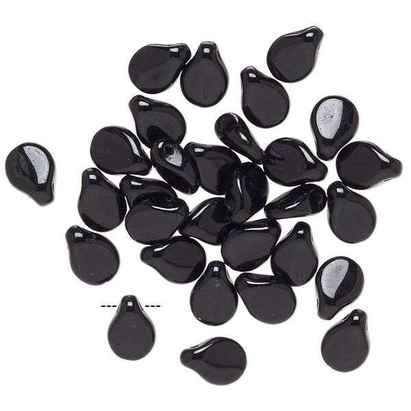 Bead, Preciosa Pip™, Czech pressed glass, jet, 7x5mm top-drilled pip. Sold per pkg of 30. image number 0