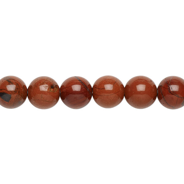 Bead, red jasper (natural), 8mm round, B grade, Mohs hardness 6-1/2 to 7. Sold per 15-1/2" to 16" strand. image number 0