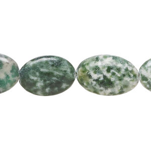 Tree agate 1pkg1, puffed oval bead natural, 15 inch 16x11mm-19x12mm