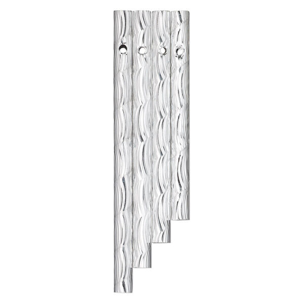 Wind chime component, aluminum, 3-3/8 x 5/16 to 4-1/2 x 5/16 inch graduated hollow spiral etched tube with 2.5mm beveled hole. Sold per 4-piece set. image number 0