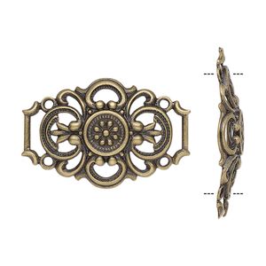 Focal, antique brass-plated brass, 30x20mm fancy barrel with cutout design. Sold per pkg of 6.