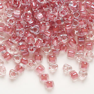 Seed bead, Miyuki 1pkg10g, glass, #5 triangle, transparent rose inside dyed color clear (TR-1132)