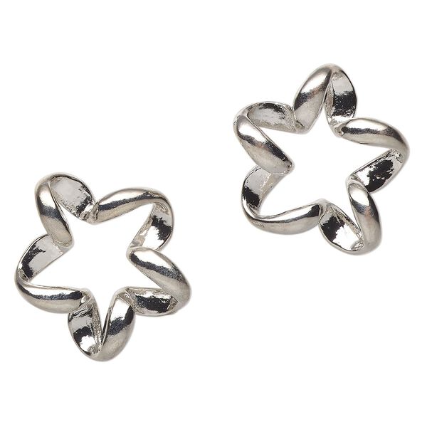 Focal, imitation rhodium-finished "pewter" (zinc-based alloy), 30-32mm twisted open star. Sold per pkg of 2. image number 0