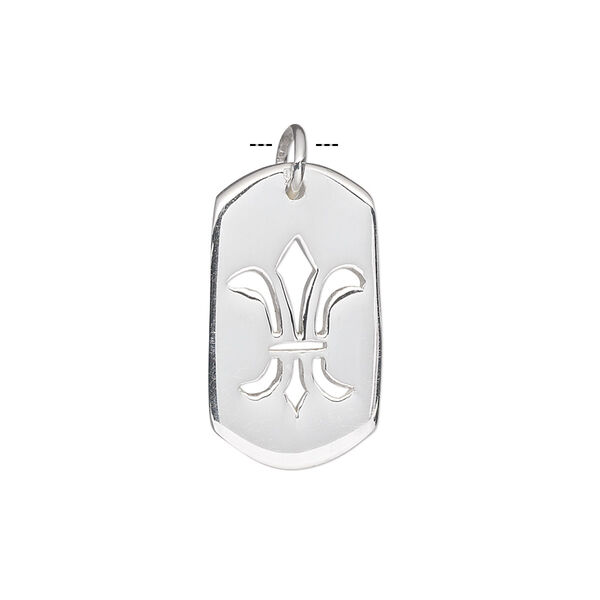Charm, sterling silver, 22x12mm double-sided fleur-de-lis. Sold individually. image number 0