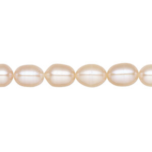 Freshwater pearl 1pkg1 rice, 15.5-16 inch apricot 6-7mm cultured