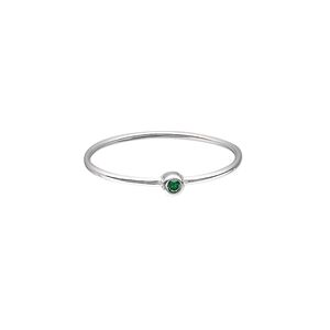 Ring, Create Compliments®, cubic zirconia and sterling silver, emerald green, 3mm wide, size 9. Sold individually.