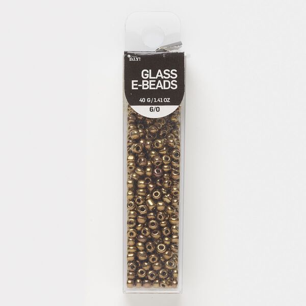 Seed bead, glass, pkg/40g, #6 round, opaque bronze. image number 0