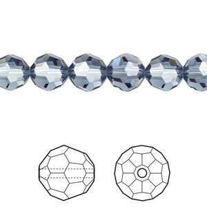 Bead 144pk denim blue, Crystal Passions® 8mm round 5000