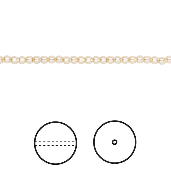 Pearl 100pk light gold, Crystal Passions® 2mm round 5810 image number 0