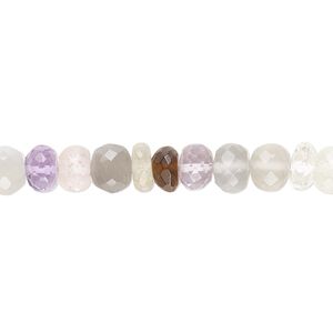 Multi-gemstone 1pkg1, hand-cut micro-faceted rondelle / saucer bead 7.5 inch 6x4mm / 6x4mm