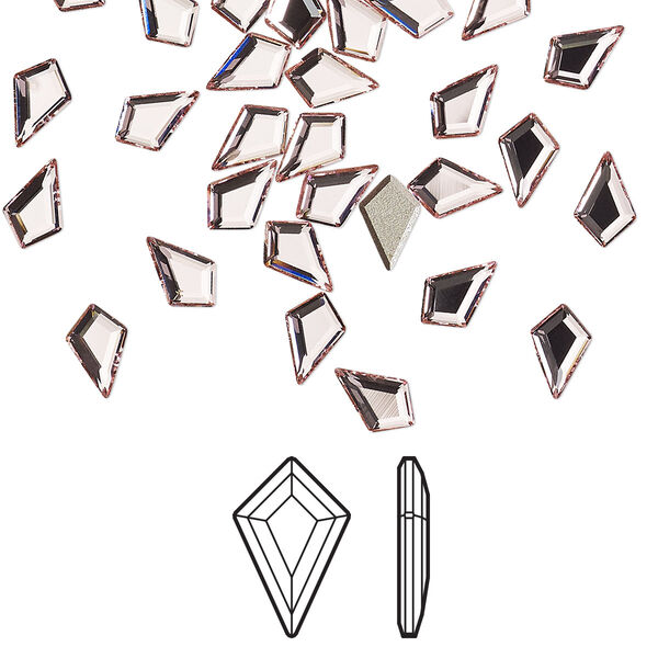 Flat back 24pk light rose foil back, Crystal Passions® 6.4x4.2mm kite 2771 image number 0