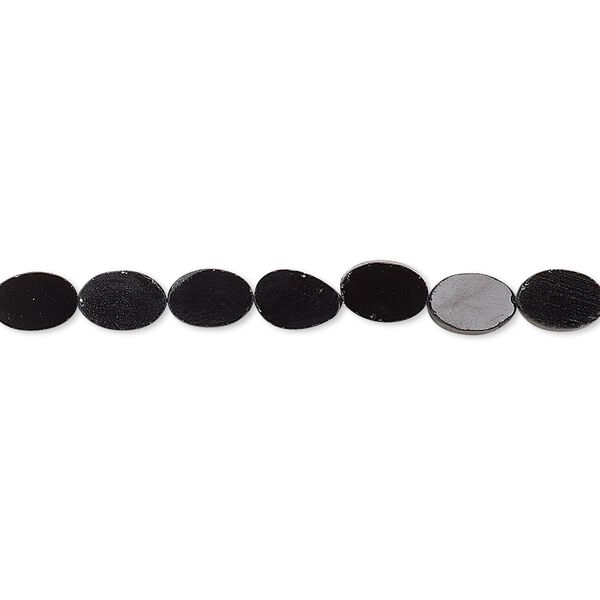 Bead, black spinel (natural), 5x3mm-7x5mm hand-cut flat oval, C grade, Mohs hardness 8. Sold per 14-inch strand. image number 0