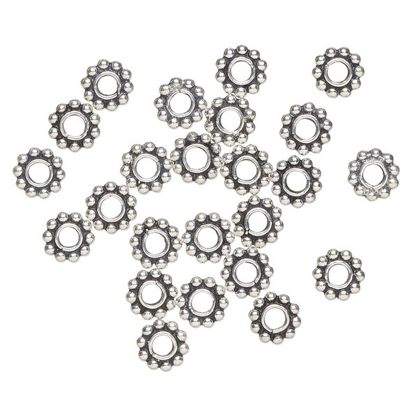 Bead 1pkg24 sterling silver, 5x1mm rondelle, antiqued image number 0