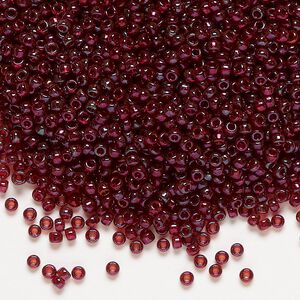 Seed bead, Miyuki, glass, pkg/250g, #11 rocaille, translucent gold luster garnet (RR-315).