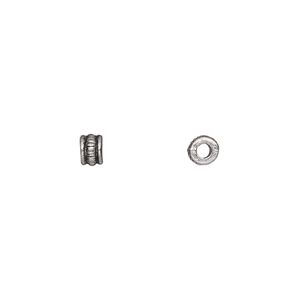 Bead, antique silver-plated "pewter" (zinc-based alloy), 4x3mm rondelle. Sold per pkg of 100.