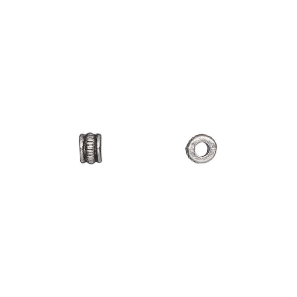 Bead, antique silver-plated "pewter" (zinc-based alloy), 4x3mm rondelle. Sold per pkg of 100. image number 0