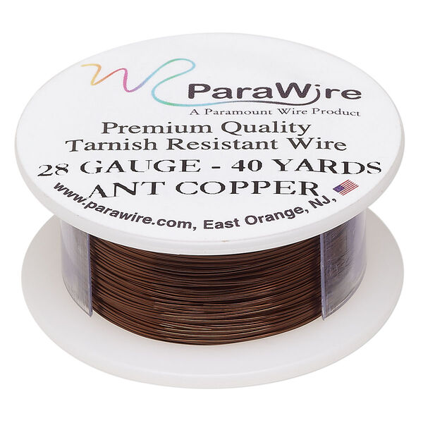 Wire, ParaWire™, antiqued copper, round, 28 gauge. Sold per 40-yard spool. image number 0