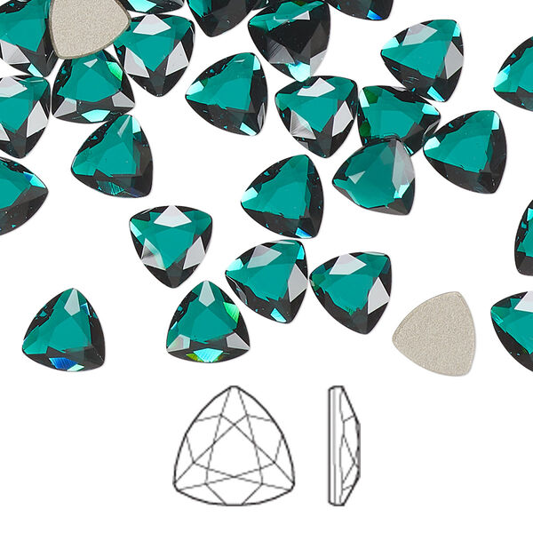 Flat back 6pk emerald foil back, Crystal Passions® 7mm trilliant 2472 image number 0