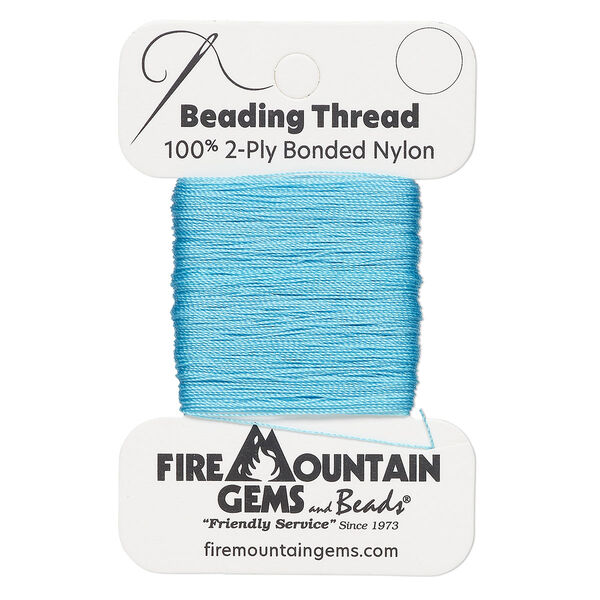 Thread, nylon, turquoise blue, size AA. Sold per 50-yard card. image number 0