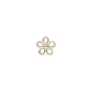 Charm, 14Kt gold-filled, 9mm single-sided flat open flower. Sold per pkg of 2.