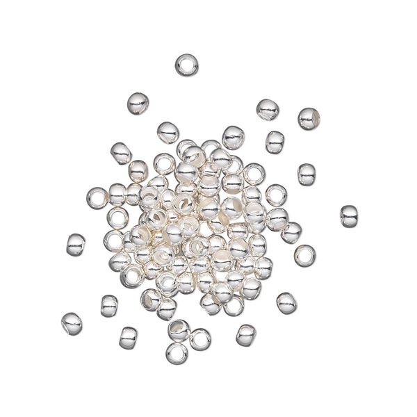 Bead, silver-plated brass, 2.5mm micro round. Sold per pkg of 100. image number 0