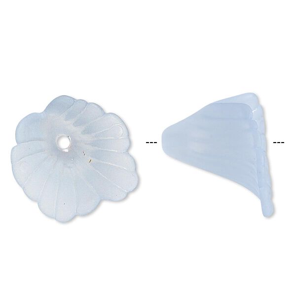 Component, acrylic, translucent frosted light blue, 18x17mm flower. Sold per pkg of 50. image number 0