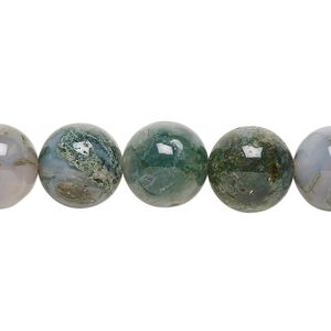Moss agate 1pkg1, round bead natural 15.5-16 inch 12mm