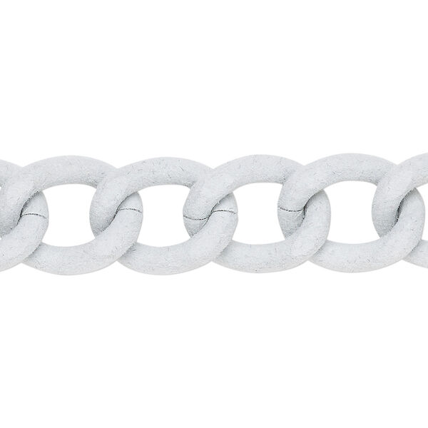 Chain, aluminum, flocked white, 13mm curb. Sold per pkg of 24 inches. image number 0